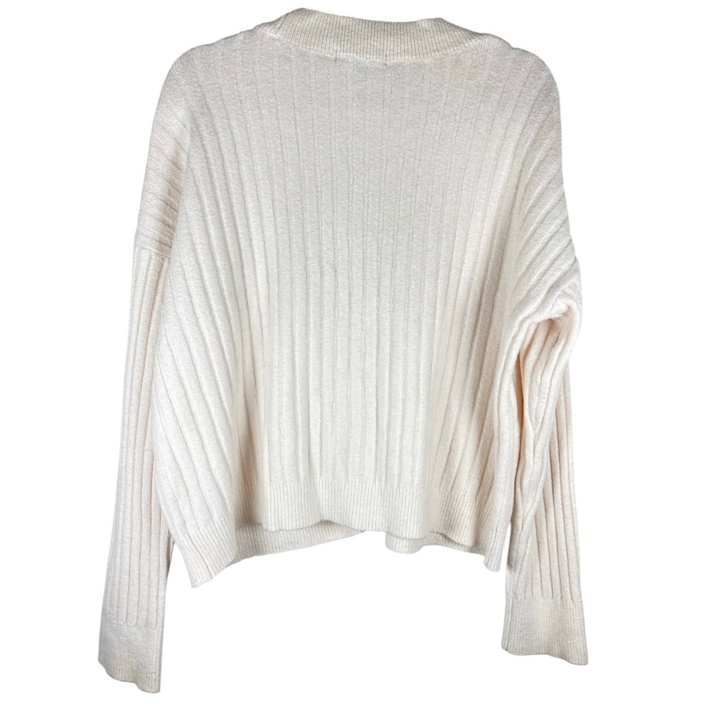 Sanctuary Cardigan Sweater Women L Cream Excellent Ribbed V-Neck Button Front - Picture 3 of 9